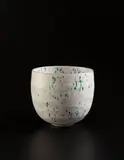 Large bowl by Gertrud Natzler and Otto Natzler, circa 1960, Earthenware, white and green speckled glaze, sold Jun 2015