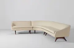 Modular sofa by Vladimir Kagan, circa 1960, Fabric, walnut, sold Jun 2015