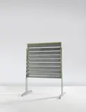 Shutters from the first floor of the Air France l'Unité d'Habitation (housing unit), Brazzaville, mounted on "Portants d'Exposition" by Jean Prouvé, circa 1950, Portants: painted steel, diamond point aluminum. Shutters: painted aluminum, corrugated aluminum, offered Jun 2015