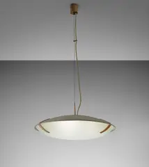 Ceiling light by Stilnovo, circa 1950, Textured glass, brass, painted metal, sold Jun 2015