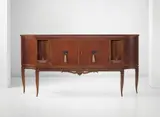 Early sideboard by Gio Ponti, circa 1930, Walnut and burr walnut-veneered wood, walnut, painted wood, tassels, sold Jun 2015