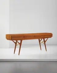 Ico Parisi, Console, 1950s, Satinwood-veneered wood, satinwood, brass