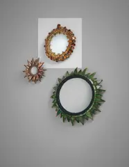 "Gerbera" mirror by Line Vautrin, circa 1955, Talosel resin, colored mirrored glass, convex mirrored glass, offered Dec 2015