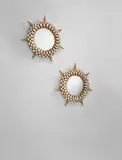 Pair of "Tudor" mirrors by Line Vautrin, circa 1956, Talosel resin, mirrored glass, convex mirrored glass, sold Dec 2015