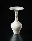 Vase with flaring lip and integral spiral by Lucie Rie, circa 1970, Porcelain mixed clays creating an integral green and white spiral, sold Dec 2015