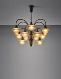 Fifteen-armed "Cascade" ceiling light, type 2/2 shades by Poul Henningsen, circa 1933, Patinated brass, opaque glass, Bakelite, offered Dec 2015