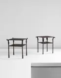 Ingrid Donat, "Table chevet femme au collier," 2006 and "Table chevet têtes extérieures," 2004, Patinated bronze, parchment