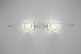 Félix Agostini, Pair of “Arcturus" wall lights, 1960s, Gilt bronze, fabric shades