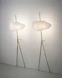 Félix Agostini, Pair of wall lights, 1960s, Bronze, later fabric shades