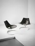 Preben Fabricius and Jørgen Kastholm, Pair of "Scimitar" chairs, model no. IS-63