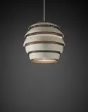 "Mehiläispesä (Beehive)" ceiling light, model no. A331 by Alvar Aalto, designed circa 1953, Painted aluminum, perforated brass, painted brass, sold Dec 2015