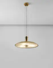 Adjustable ceiling light, model no. 1003 by Paavo Tynell, 1950s, Brass, painted brass, silk, steel wire, offered Dec 2015