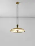 Adjustable ceiling light, model no. 1003 by Paavo Tynell, 1950s, Brass, painted brass, silk, steel wire, offered Dec 2015