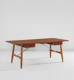 Architect's desk, model no. JH571 by Hans J. Wegner, designed 1953, Teak, matte chromium-plated steel, sold Dec 2015