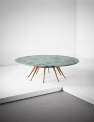 Unique low table by Guglielmo Ulrich, circa 1935-1940, Cherry, Verde Alpi marble, offered Dec 2015