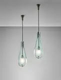 Pair of ceiling lights, model no. 2259 by Max Ingrand, 1960s, Partially-frosted glass, brass, sold Dec 2015