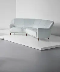 Corner sofa by Ico Parisi, circa 1951, Mahogany, fabric, sold Dec 2015