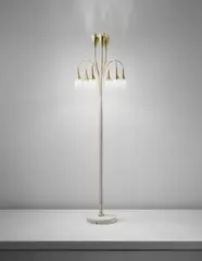 Rare floor lamp by Angelo Lelii, circa 1947, Painted brass, brass, opaque glass, marble, sold Dec 2015