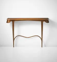Rare console by Carlo Enrico Rava, circa 1949, Mahogany-veneered wood, mahogany, sold Dec 2015