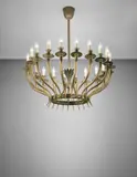 Large and important chandelier by Gio Ponti and Emilio Lancia, circa 1930, Brass, painted brass, painted aluminum, offered Dec 2015