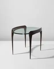 Side table by Max Ingrand, circa 1954, Mahogany, glass, sold Dec 2015