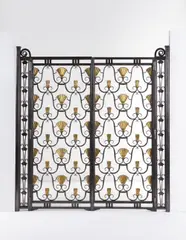 Pair of gates, from the Pavillon de L'Intransigeant, Exposition Internationale, Paris by Edgar Brandt, 1925, Wrought iron, bronze, sold Dec 2015