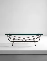 "Table Berceau," second version by Diego Giacometti, designed circa 1970, Patinated bronze, glass, sold Dec 2015
