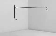 Jean Prouvé, Rare "Potence" pivoting wall light, model no. 602, from the Air France office, Brazzaville, Congo, circa 1952, Painted steel, oak, steel wire, rubber