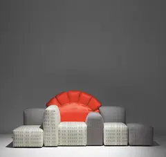 Gaetano Pesce, Unique "Tramonto a New York" sofa, designed 1979, produced 2012, Fabric, painted wood, painted metal, casters