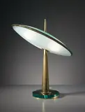 Max Ingrand, Table lamp, model no. 1538, circa 1955, Brass, opaque glass, glass