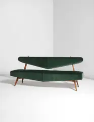 Unique sofa by Ico Parisi, circa 1959, Walnut, fabric, sold Dec 2015