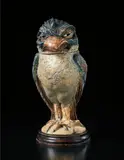 Grotesque and "Uffish" bird jar and cover by R. W. Martin & Brothers, July 1892, Salt-glazed stoneware, ebonized wood, sold Dec 2015