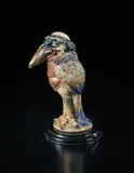 Contented "Monk" bird jar and cover by R. W. Martin & Brothers, July 1892, Salt-glazed stoneware, ebonized wood, sold Dec 2015