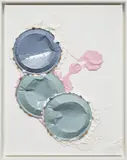 Buzz Kill! City Stops Vibrator Giveaway by Lucien Smith, 2013, aluminium trays, moulding paste, enamel on gessoed canvas, sold Mar 2014