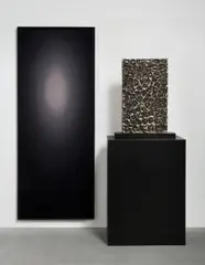 Anthony Pearson, Untitled (Chisel Arrangement), 2008, uncoated hi-polished bronze sculpture with cobalt patina, base, pedestal, chromogenic print, mounted to acrylic, in artist's frame