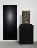 Anthony Pearson, Untitled (Chisel Arrangement), 2008, uncoated hi-polished bronze sculpture with cobalt patina, base, pedestal, chromogenic print, mounted to acrylic, in artist's frame