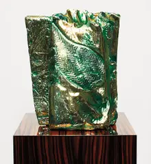Anselm Reyle, Untitled, 2006, bronze, chrome, enamel, varnish on veneered makassar wood plinth