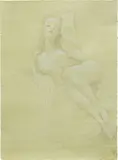 John Currin, Nude with Open Nightie, 2001, ink on paper