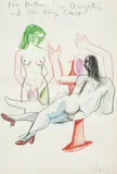 The Mother, the Daughter, and the Holy Ghost by George Condo, 1993, colored pencil on paper, sold Mar 2014
