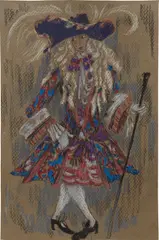 Laura Owens, Untitled (Ballet Russe), 2008, graphite, pastel on rag paper