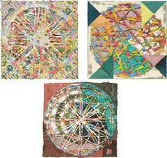 Alan Shields, Three works: (i) Flock Pool, 1986; (ii) Eggs are Ready, 1986; (iii) My Sweet Daddy Back, 1986, watercolor, stitching on handmade paper
