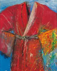Jim Dine, Yellow Rushing Toward Me, 2002, oil, acrylic, sand, charcoal on wood panel