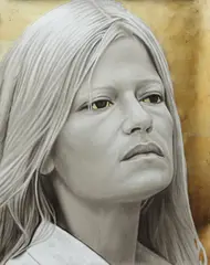 Richard Phillips, Elizabeth Grubman, 2002, charcoal, chalk, pewter leaf on paper