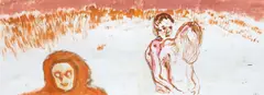 Schemen by Daniel Richter, 2003, pencil, oil, tape on paper, sold Mar 2014