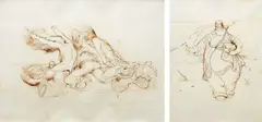 Inka Essenhigh, Two works: (i) Girls at a Rock Concert, 2004; (ii) Hitch-Hiker, 2004, oil on paper