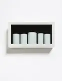 Rescript by Edmund de Waal, 2006, porcelain, celadon and red glazes over impressed designs in the body, painted wood, sold Mar 2014