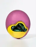 Ken Price, Pink Egg, 1964, glazed and painted ceramic, artist's painted wood pedestal