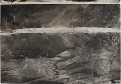 Fault Line by Sam Moyer, 2012, india ink on canvas, mounted on panel, sold Mar 2014