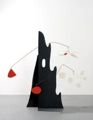 Crag with white flower and white discs by Alexander Calder, 1974, painted sheet metal and wire, sold May 2014
