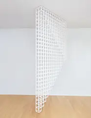 Hanging Structure 28 B by Sol LeWitt, 1989, white painted wood, sold May 2014